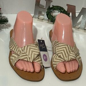 Women's Tan and Cream Sandals